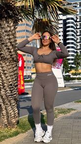 Conjuto Top e Leg Cinza