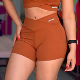 Short Feminino para Academia em Poliamida Marrom