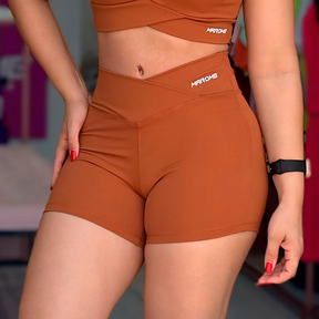 Short Feminino para Academia em Poliamida Marrom